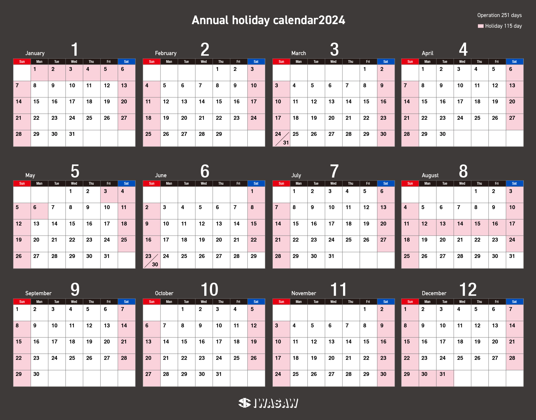 2024 Business Calendar.